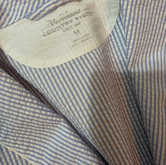 Men's Classic Stripe Cotton Seersucker Robe - Picture 4 of 5